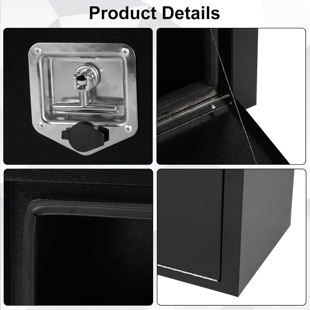 Confote Black Steel Underbody Truck Tool Box with T-Handle Lock, Heavy Duty Truck Storage Organizer - 60'x 18'x 18' inch, Waterproof