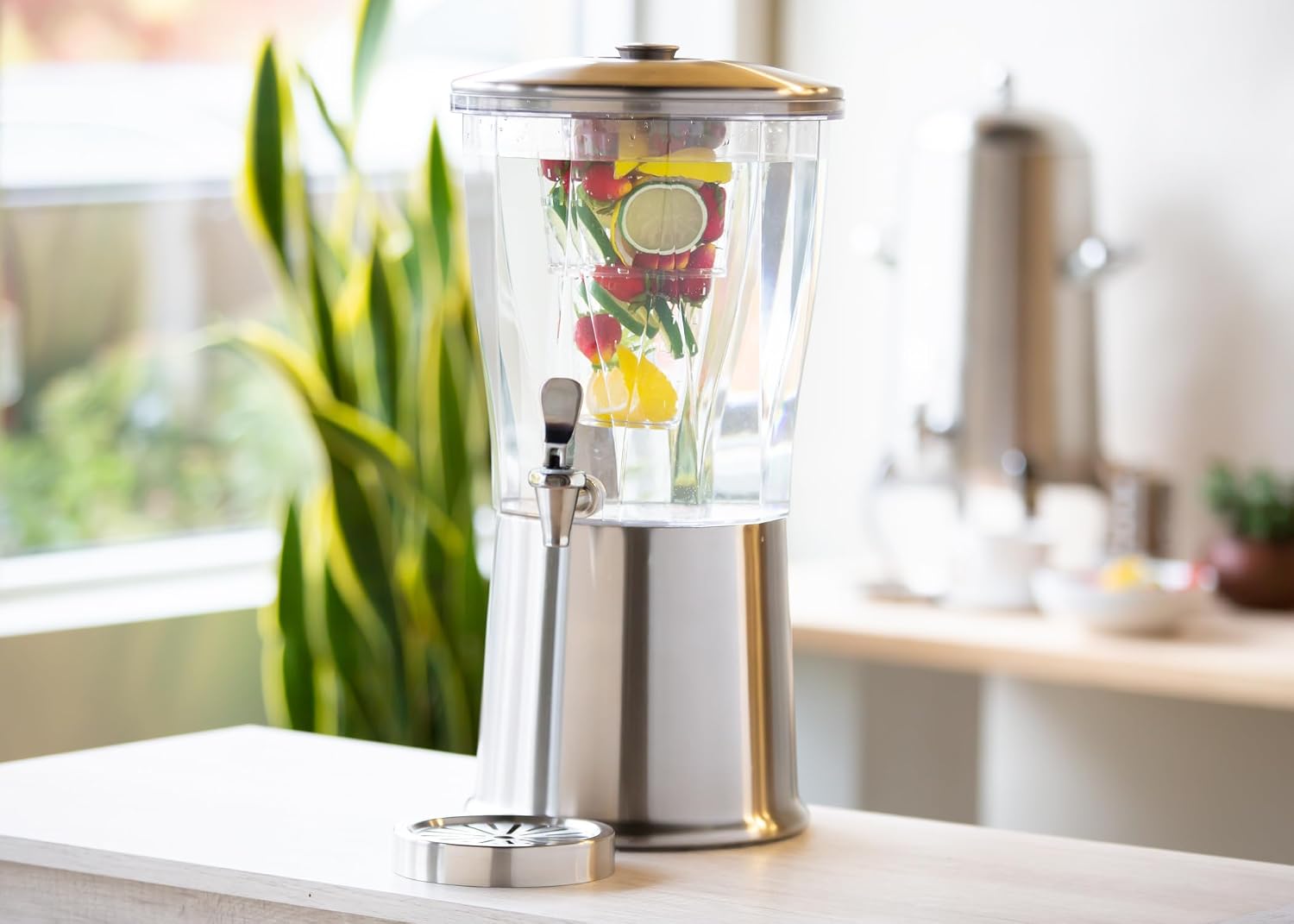 Service Ideas CBDRT3BSSS Elite Beverage Dispenser with Infuser Tube, Stainless Steel and Plastic, NSF, 3 Gallon, Brushed
