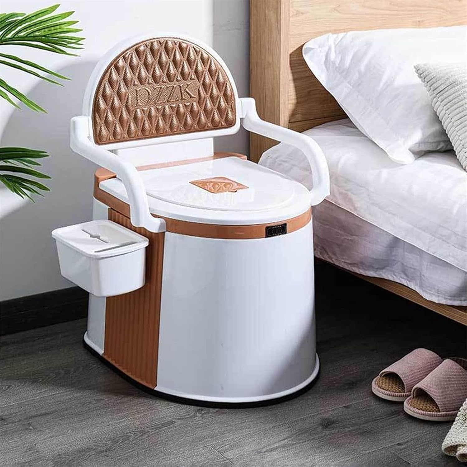 Bedside Commode,Toilet Seat with Handles Mobile Sturdy and Beautiful Extra Wide Toilet Chair Anti Slip and Anti Rollover for Outdoor Indoor Easy Cleaning
