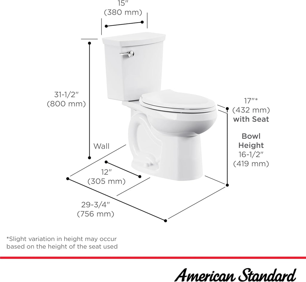 American Standard 606AA002.020 H2Option Two-Piece Toilet with Soft Close Toilet Seat Elongated and Wax Ring, Elongated Front, Chair Height, Dual Flush, White, 0.92-1.28 gpf (Pack of 3)