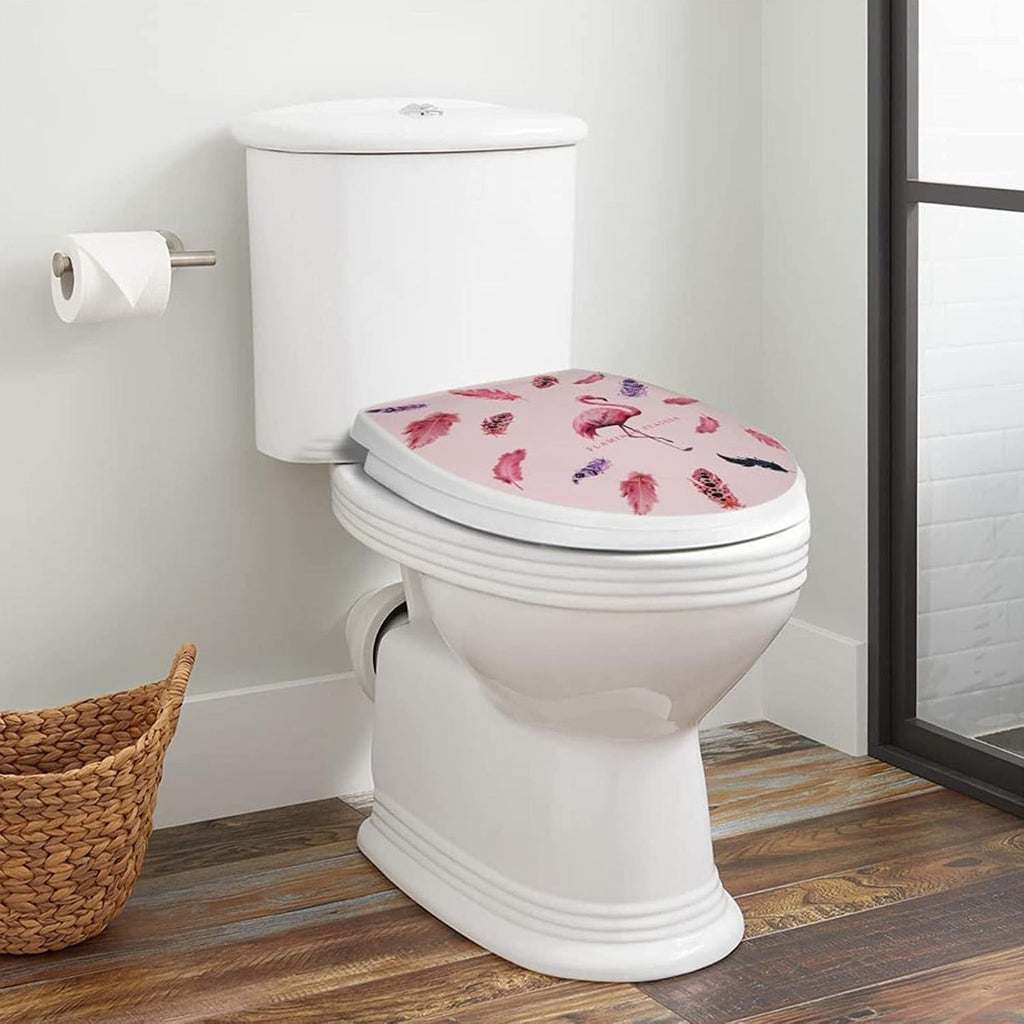 Toilet Seat Toilet Seat White Soft Close, Simple Top Fixing, Oval Shape Toilet Lid Loo Seat(Flower and Bird)