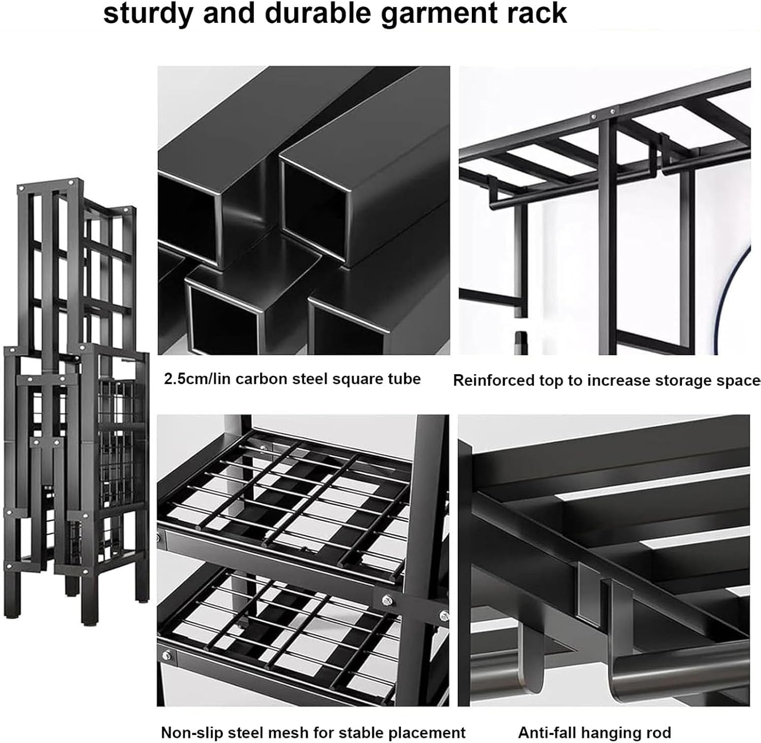 Foldable Clothe Rack, Heavy-Duty Portable Wardrobe for Bedroom Armoires Freestanding Clothing Coat Storage Rack Rolling Garment Rack with Wheel W/Cover Load 2000lbs(125 * 52 * 170cm)