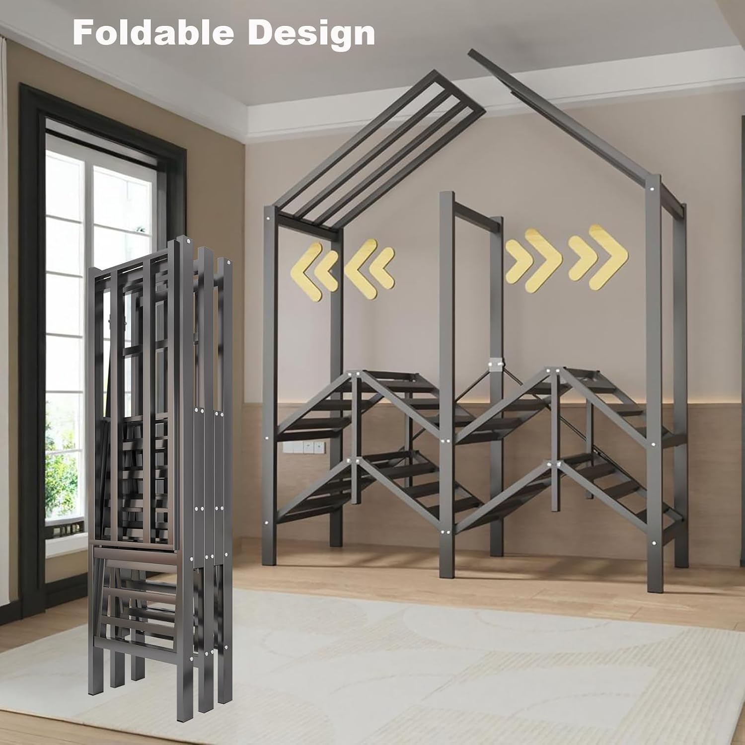 Large Portable Closets for Hanging Clothes | Heavy Duty Clothes Rack with Cover Foldable | Max Load 1000LBS Portable Wardrobe | Portable Closet, Double Rods Bedroom (Black-magnetic door, 49.2')