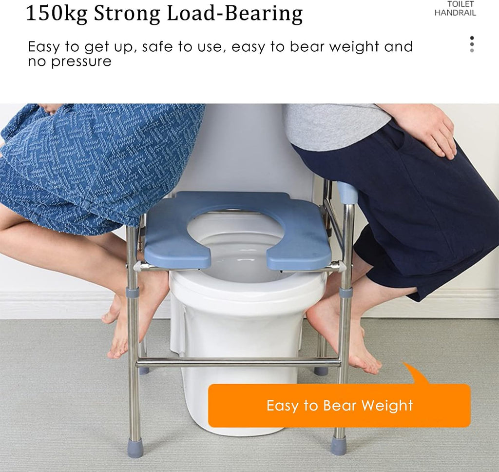 Raised Toilet Seat - Heavy Duty Medical Raised Homecare Commode and Safety Frame, Height Adjustable Legs, Bathroom Assist Frame for Elderly, Handicap, Disabled