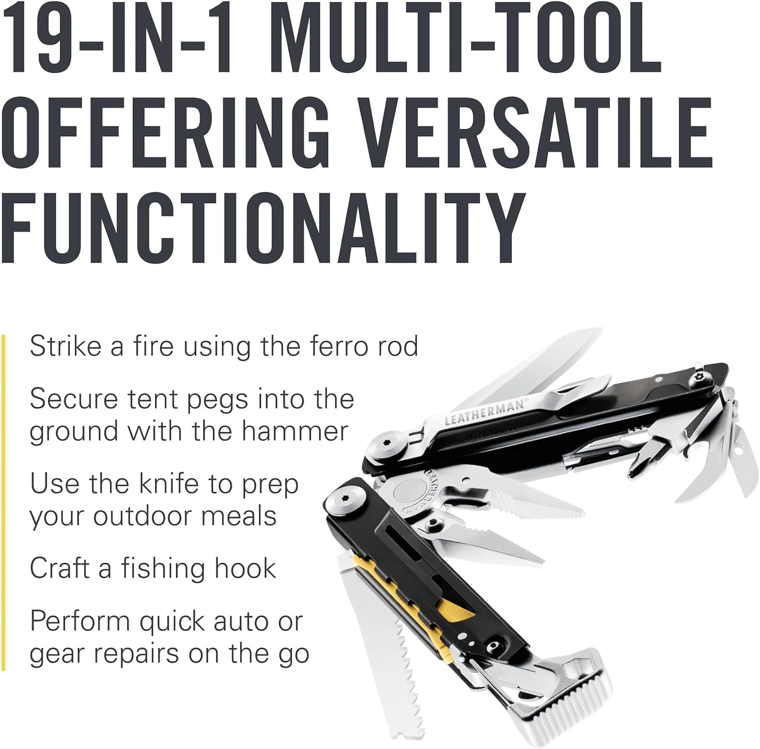 LEATHERMAN, Signal, 19-in-1 Multi-tool for Outdoors, Camping, Hiking, Fishing, Survival, Durable & Lightweight EDC, Made in the USA, Stainless Steel