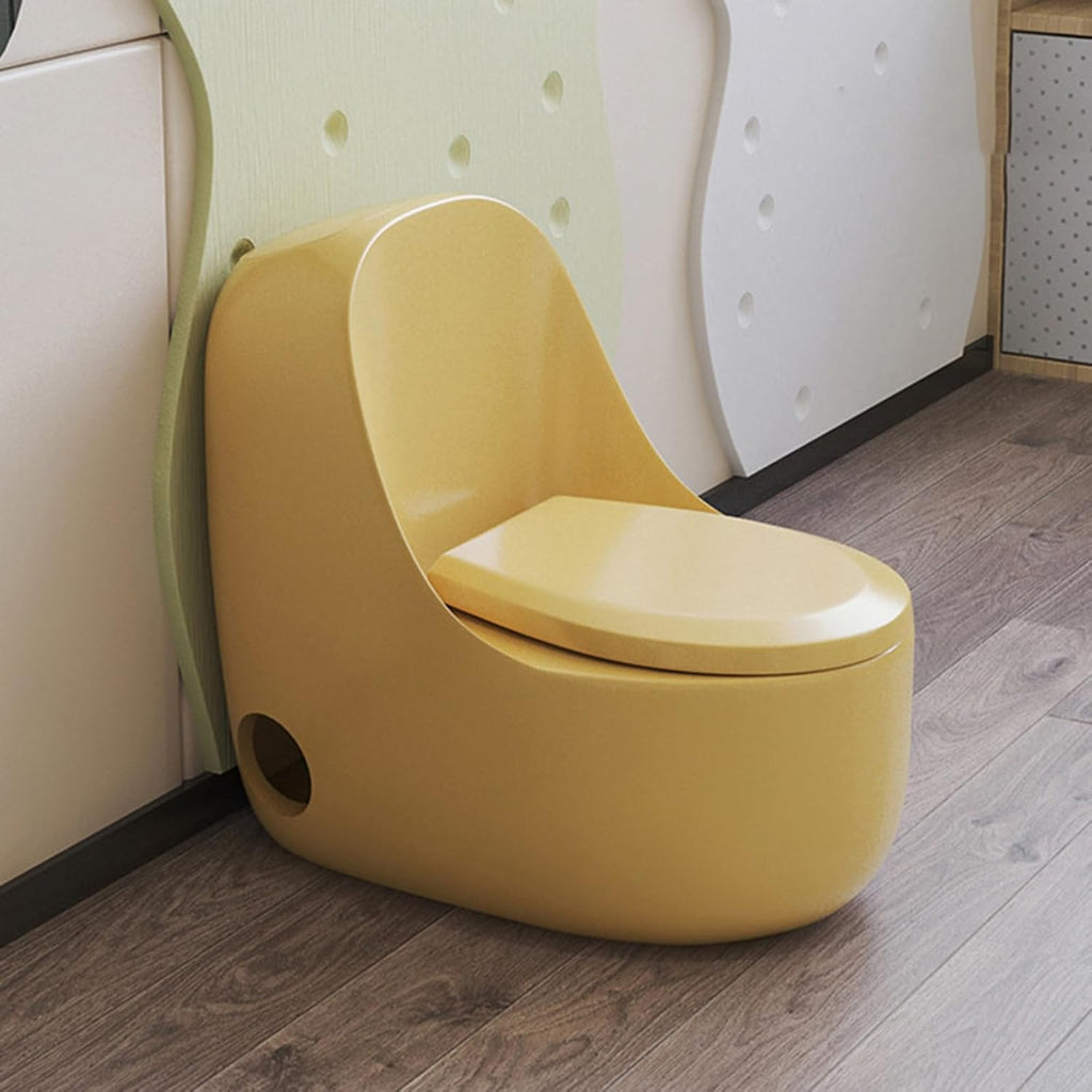 Ceramic Toddler Toilet 7.5' Height Potty Training Commode Bathroom Baby Kids Toilet with Round Quiet Seat & 1.6 GPF Powerful Flush for Daycares Playgrounds Home