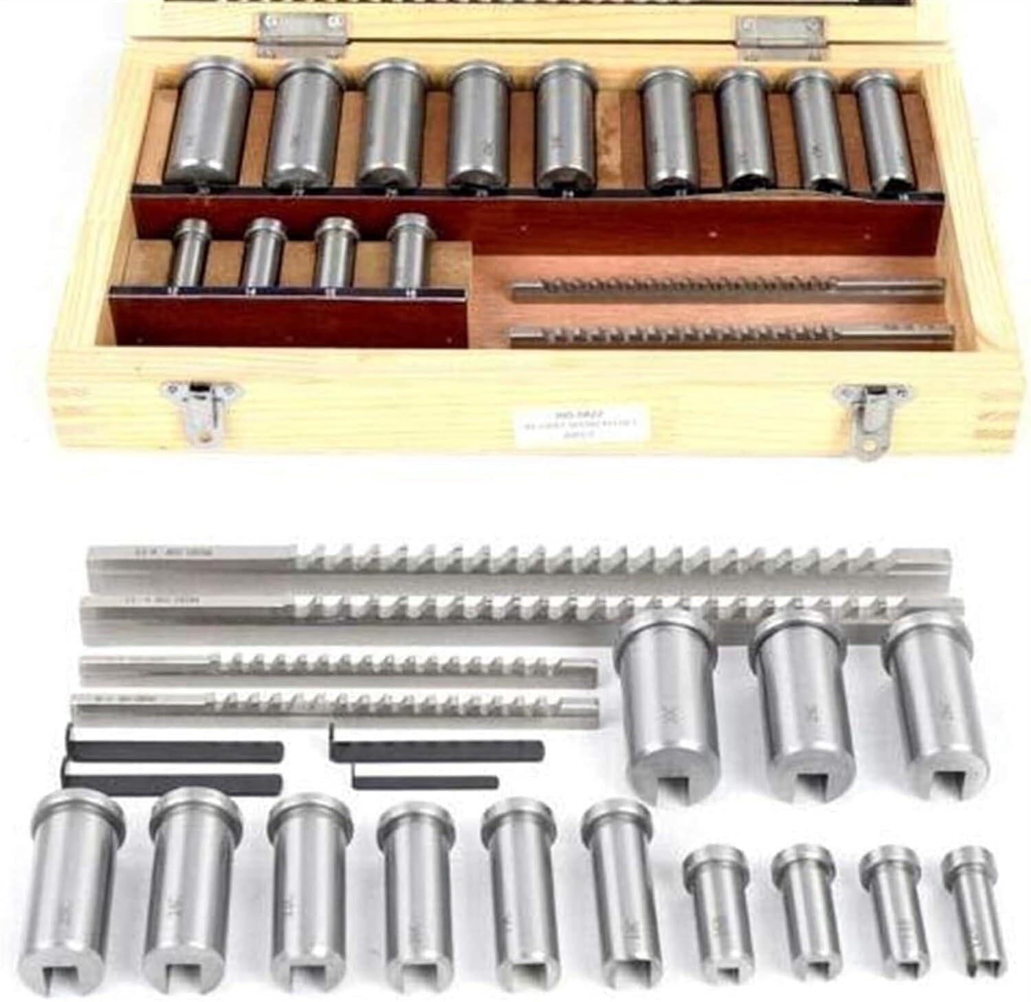 PUCHEN Metal Lathe Wood Splitting Drill Bit Keyway Broach Kit, 22 Pieces Keyway Broach Set with Collar, Shim Sets in Equipped Box, High Speed Steel Material, Industrial Tools, PUCHEN1234