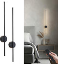 Battery Operated Modern Wall Sconces, Dimmable Wireless Wall Light Set of Two with Remote Control, 3 Color Temperatures, Rechargeable LED Wall Sconce for Bedroom, Living Room, Hallway, 39.3 Inch Black