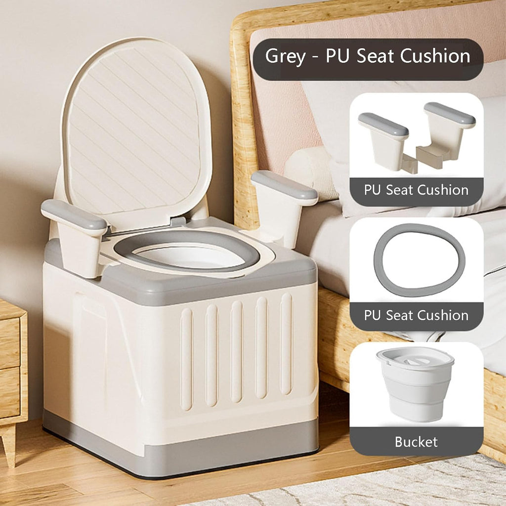 Raised Toilet Seat with Handles, Elevated Handicap Toilet Seat Riser for Seniors with Soft Padded, Height Adjustable, Stand Alone Toilet Safety Frame, Fit Any Toilet, PP Material