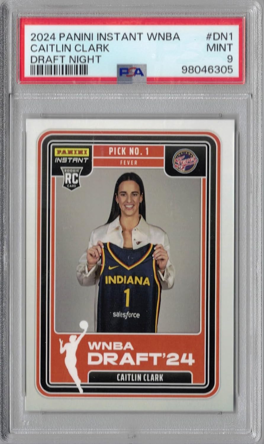 2024 Panini Instant Draft Night WNBA Basketball #DN-1 Caitlin Clark Rookie Card Graded PSA 9 Mint