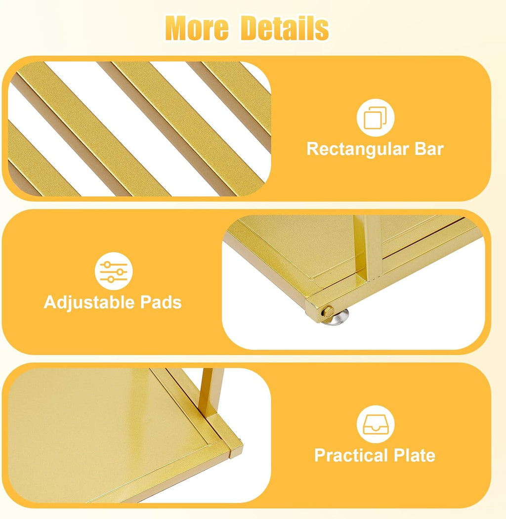 Gold Heavy Duty Clothing Rack Floor Standing Garment Rack Modern Clothes Metal Display Rack Double Hanging Rods Hangers for Wedding Clothes, Daily Home or Shop