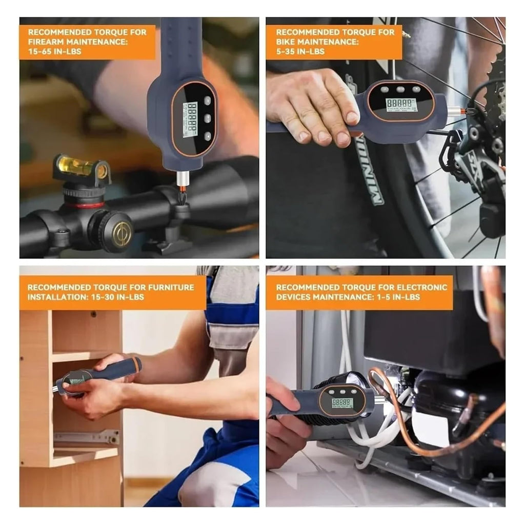Torque Tester, 1/4' Digital Torque Screwdriver Drive Screwdriver 7.08-70.8 in-lbs Torque Wrench Driver 10pcs Magnetic Drill Bit Repair Tool Kit(GMS8)