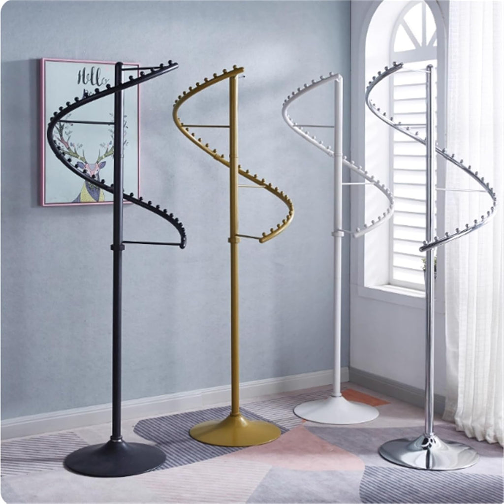 71in Spiral Round Garment Rack, Metal, 360° Rotating, Freestanding Hanging Clothing Display Stand, Heavy Duty, for Bedrooms, Living Rooms(White)