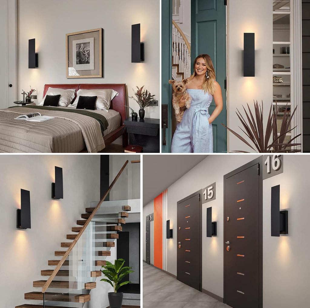 Black Wireless Wall Sconces Set of Two,3000K-6000K Dimmable Battery Operated Wall Sconces with Remote,USB Rechargeable LED Wall Lights for Living Room Bedroom Hallway