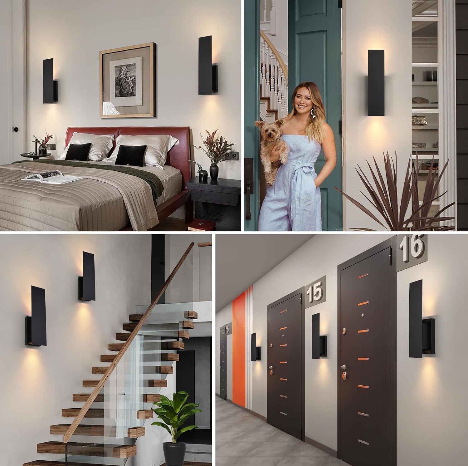 Black Wireless Wall Sconces Set of Two,3000K-6000K Dimmable Battery Operated Wall Sconces with Remote,USB Rechargeable LED Wall Lights for Living Room Bedroom Hallway