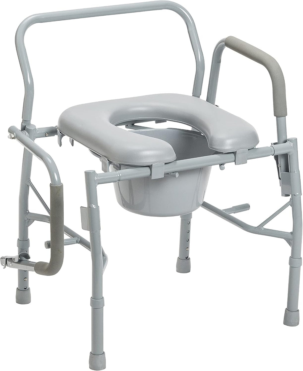 Drive Medical 11125PKSD-1 Commode Chair for Toilet with Padded Seat and Arms, Gray