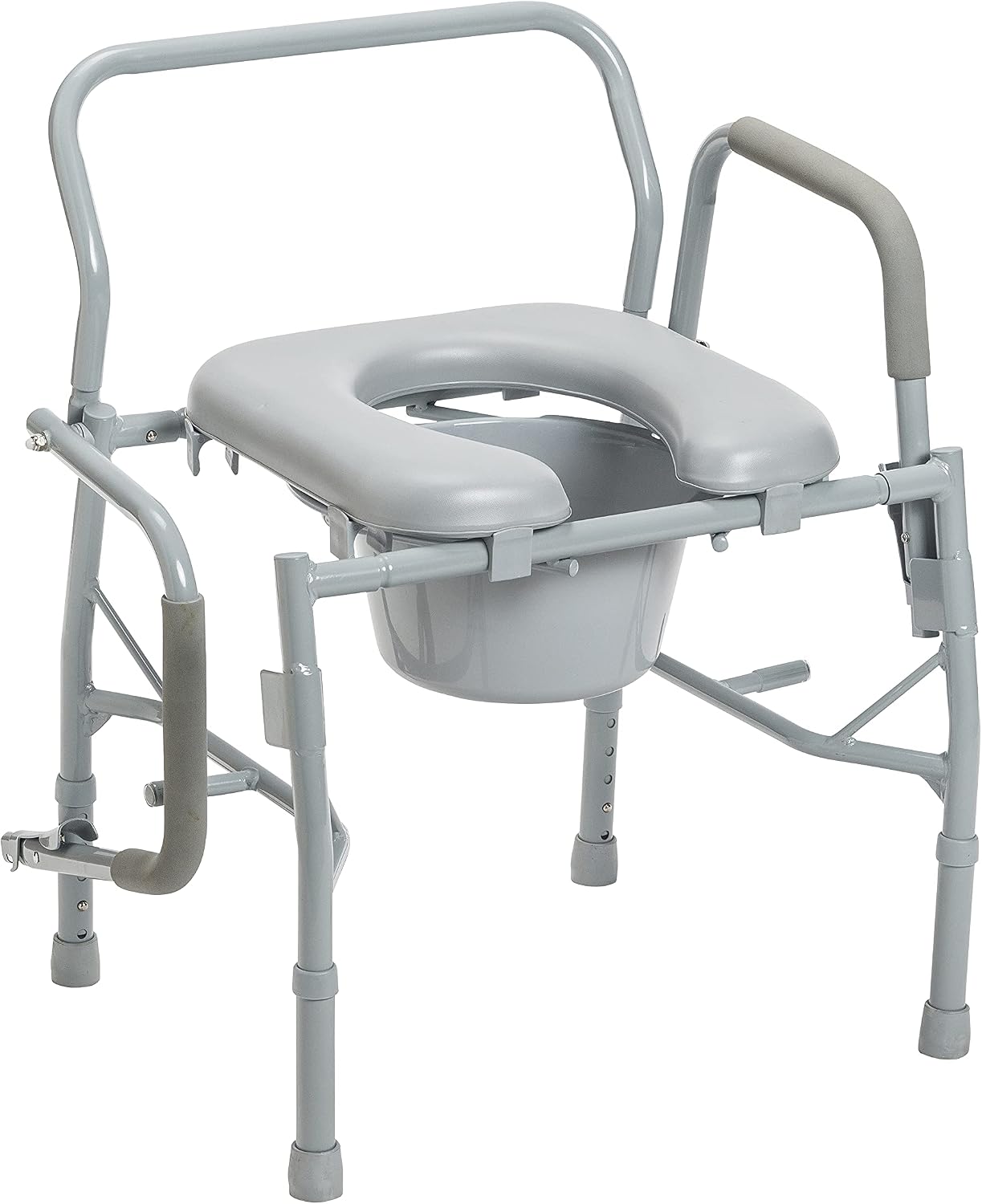 Drive Medical 11125PKSD-1 Commode Chair for Toilet with Padded Seat and Arms, Gray