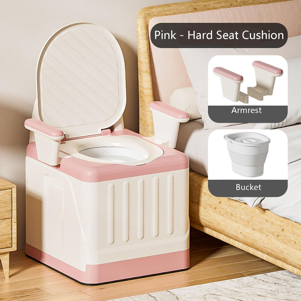Raised Toilet Seat with Handles, Elevated Handicap Toilet Seat Riser for Seniors with Soft Padded, Height Adjustable, Stand Alone Toilet Safety Frame, Fit Any Toilet, PP Material