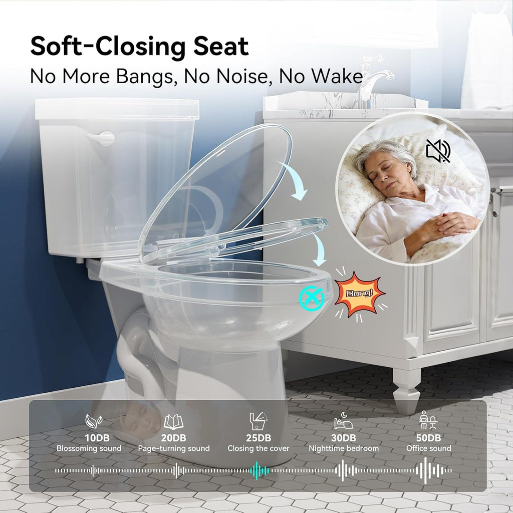 HOROW 17 Inch High Elongated Toilet with ADA Chair Height, Two Piece Toilet with Powerful 1.28 GPF Single Flush, MAP 1000g, Extra Tall Bowl Suitable for Tall Person & Seniors