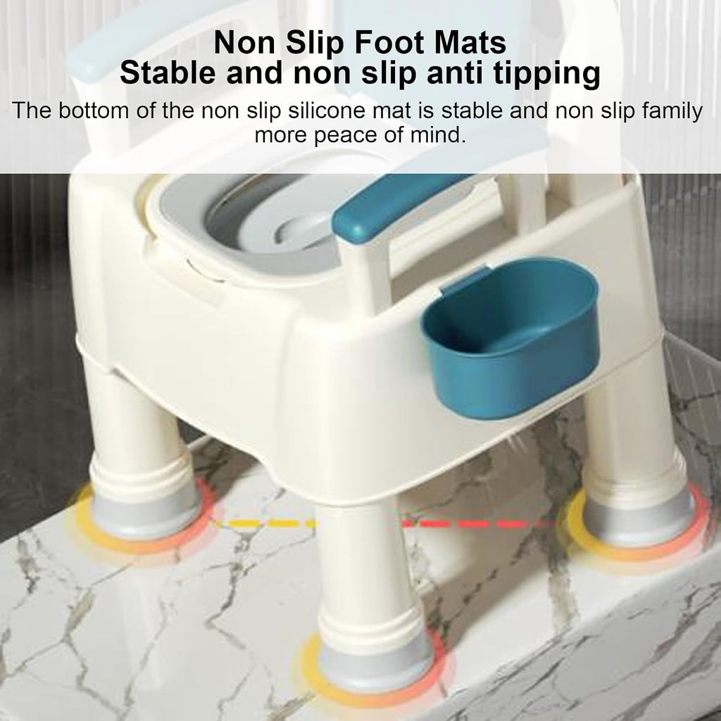 Portable Toilet, Toilet Seat Risers for Seniors with Handles, Portable Toilet for Adults, Mobile, Height Adjustable, PU Soft Cushion, Supports Weighing Up to 150kg, for Disabled