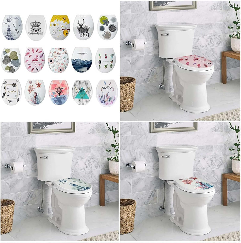 Toilet Seat Toilet Seat with Soft Close, Standard Size Toilet Seat, Oval Loo Seat, Pp Material(Feather)