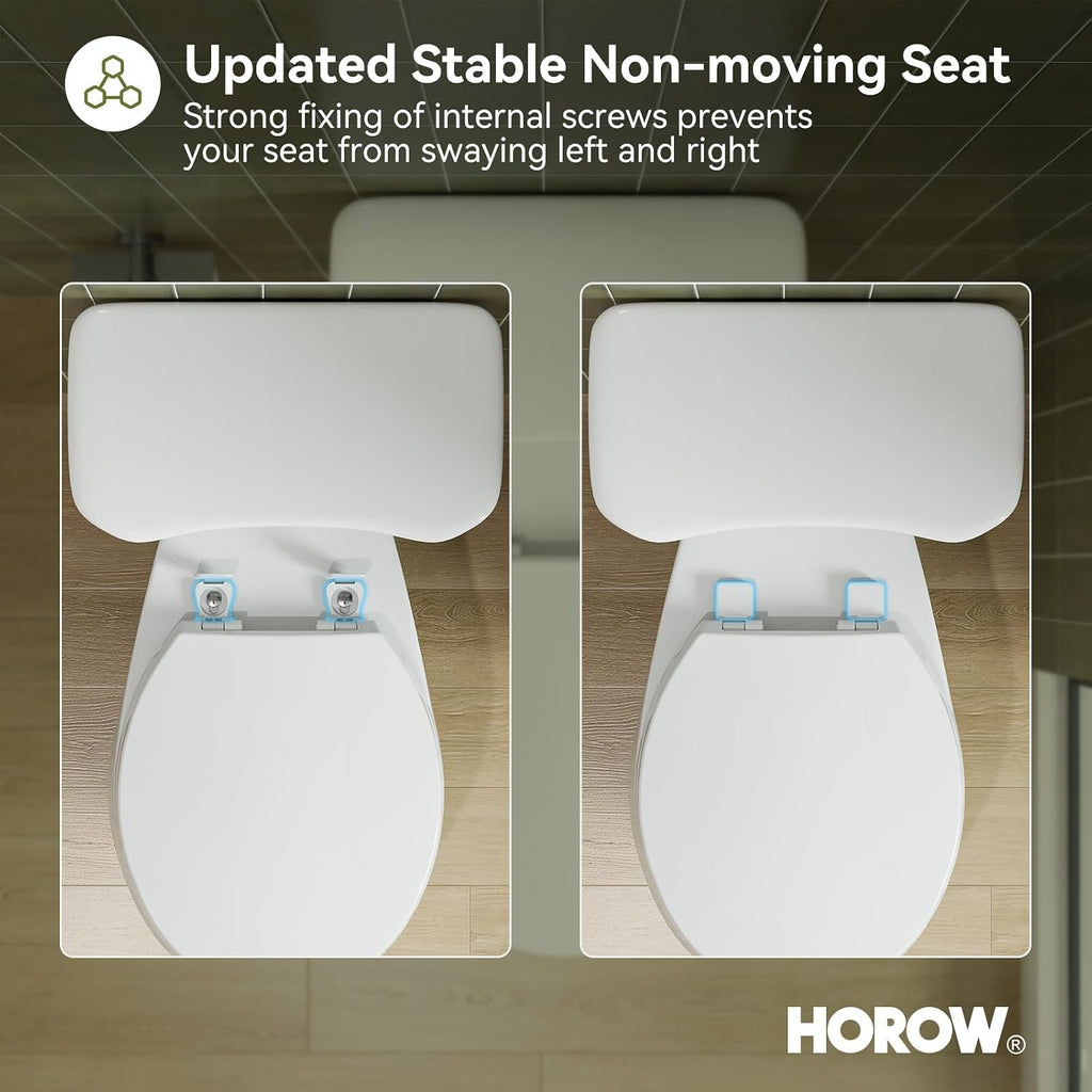 HOROW 17 Inch Compact Tall Toilet for Seniors, Two Piece Toilet for Small Bathroom with Powerful 1.28 GPF Single Flush, MAP 1000g, ADA Chair Height, Soft-Close Seat, and Round Bowl, HR-R17S