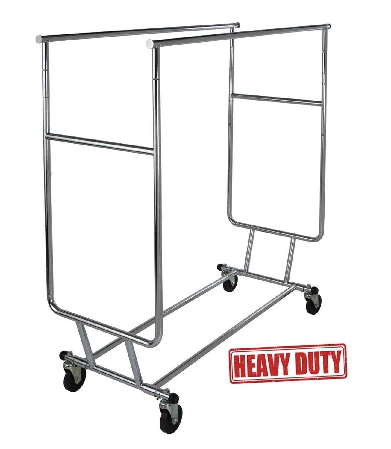 Only Garment Racks Commercial Grade Double Rail Rolling Clothing Rack, Heavy Duty - Designed with Solid 'One Piece' Top Rails and Base. Heavy Gauge Steel Construction, Rack Weighs 39 Lbs.