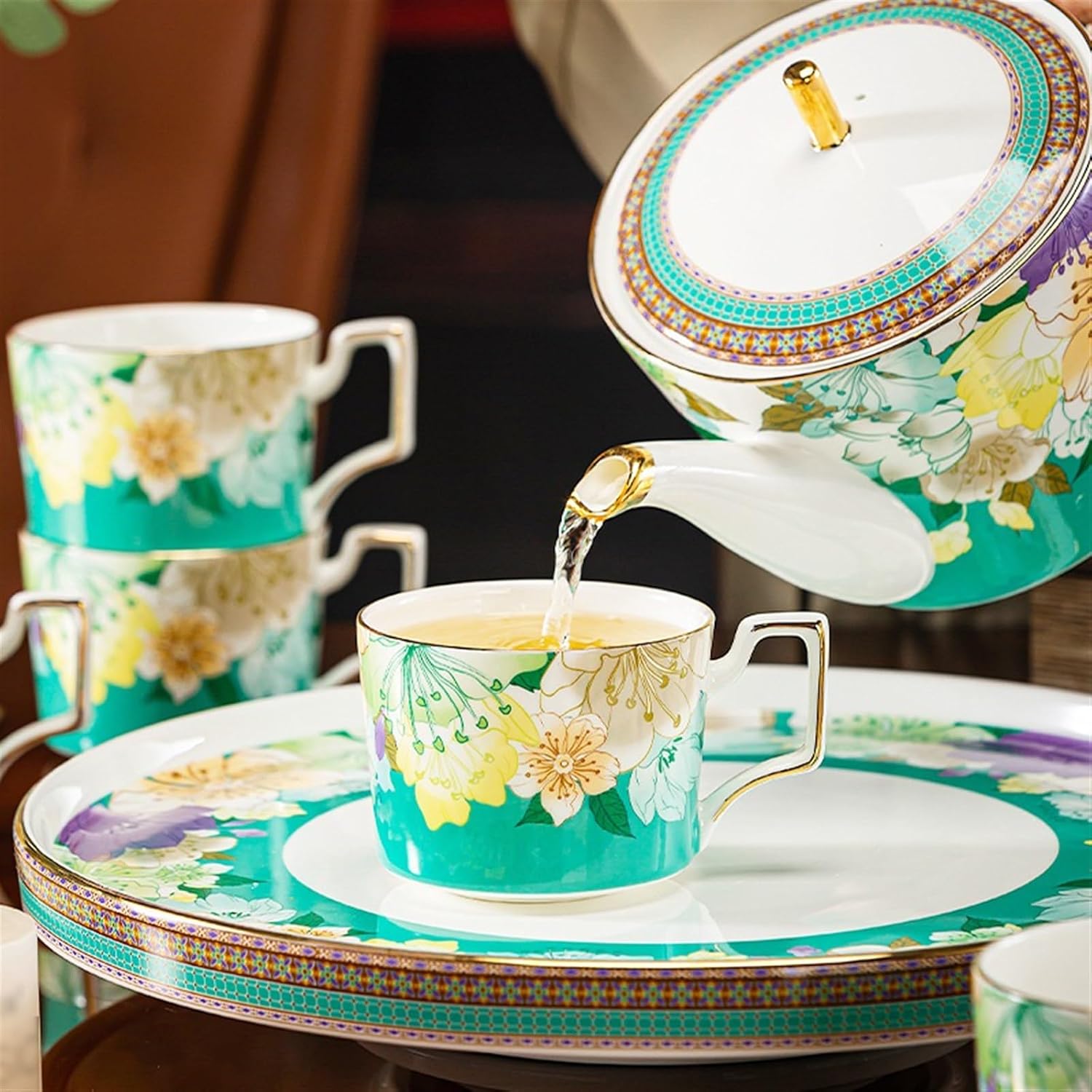 Beverage Serveware 8-piece ceramic souvenir set, ceramic water set, tea set with tray, home Chinese teapot Water Carafe