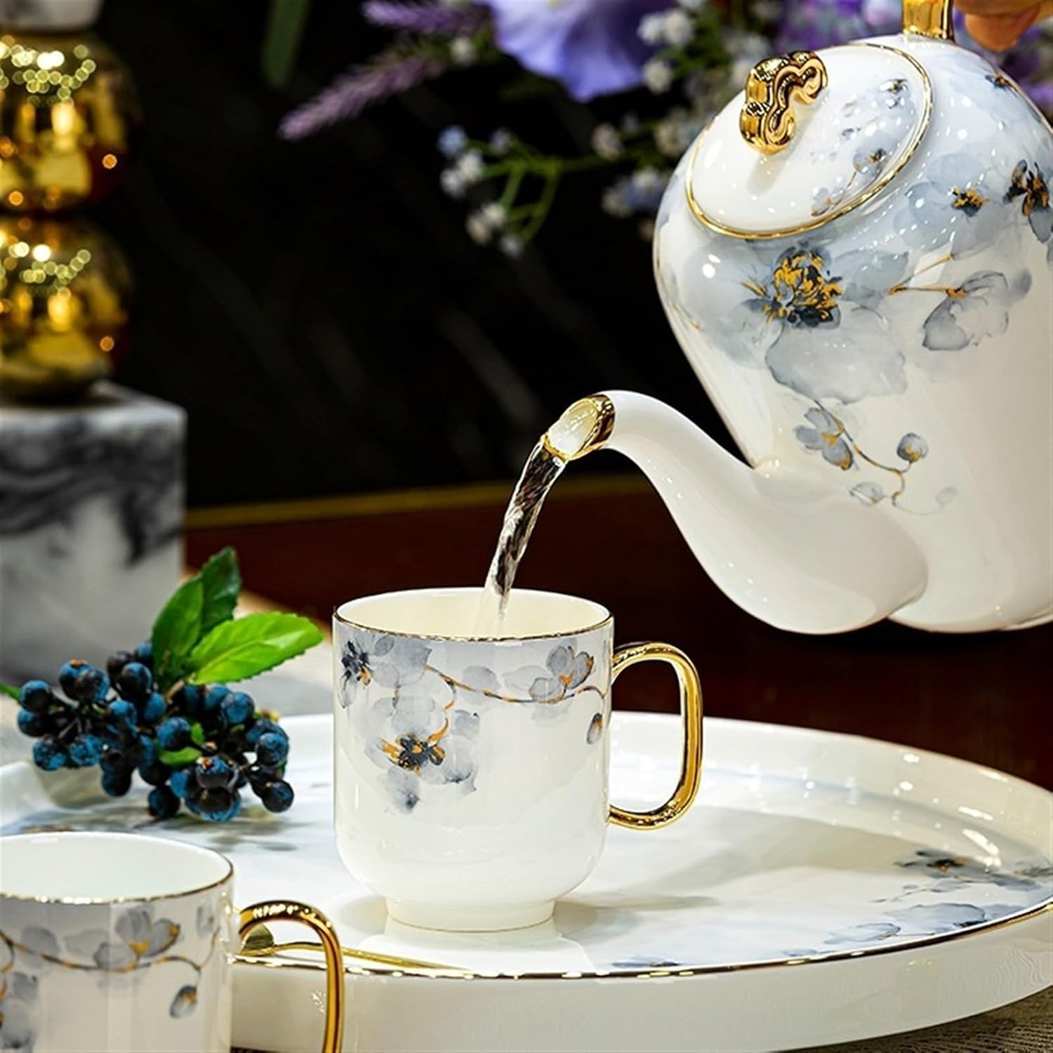 Beverage Serveware 8-piece ceramic water set tea set afternoon tea kettle teacup housewarming gift Water Carafe