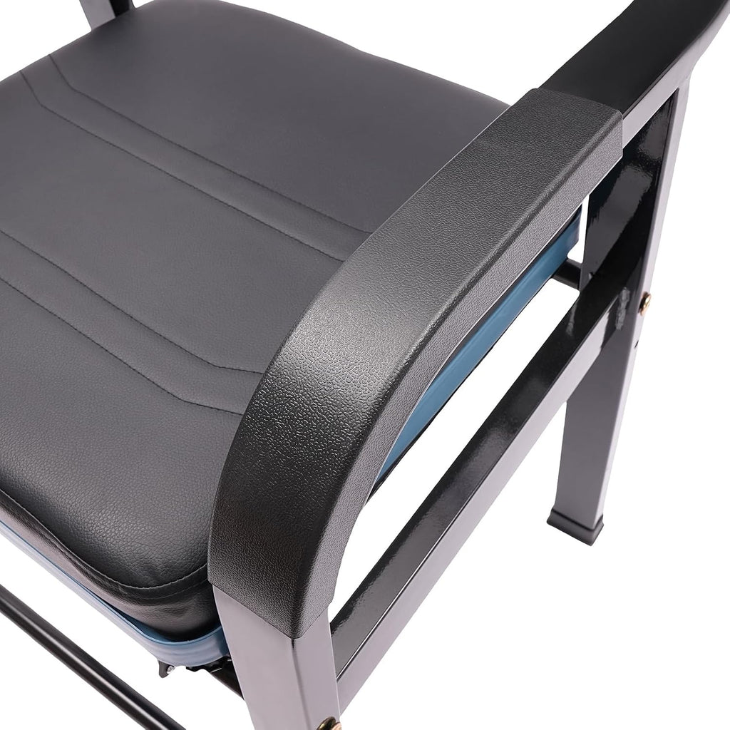 4 in 1 Shower Commode Chair with 4 Non-Slip Feet, 551Lbs High Load-Bearing Bedside Commode Heavy Duty Chair Shower Toilet Seat Bathroom Assistance Wheelchair for Elderly Pregnant and Disabled