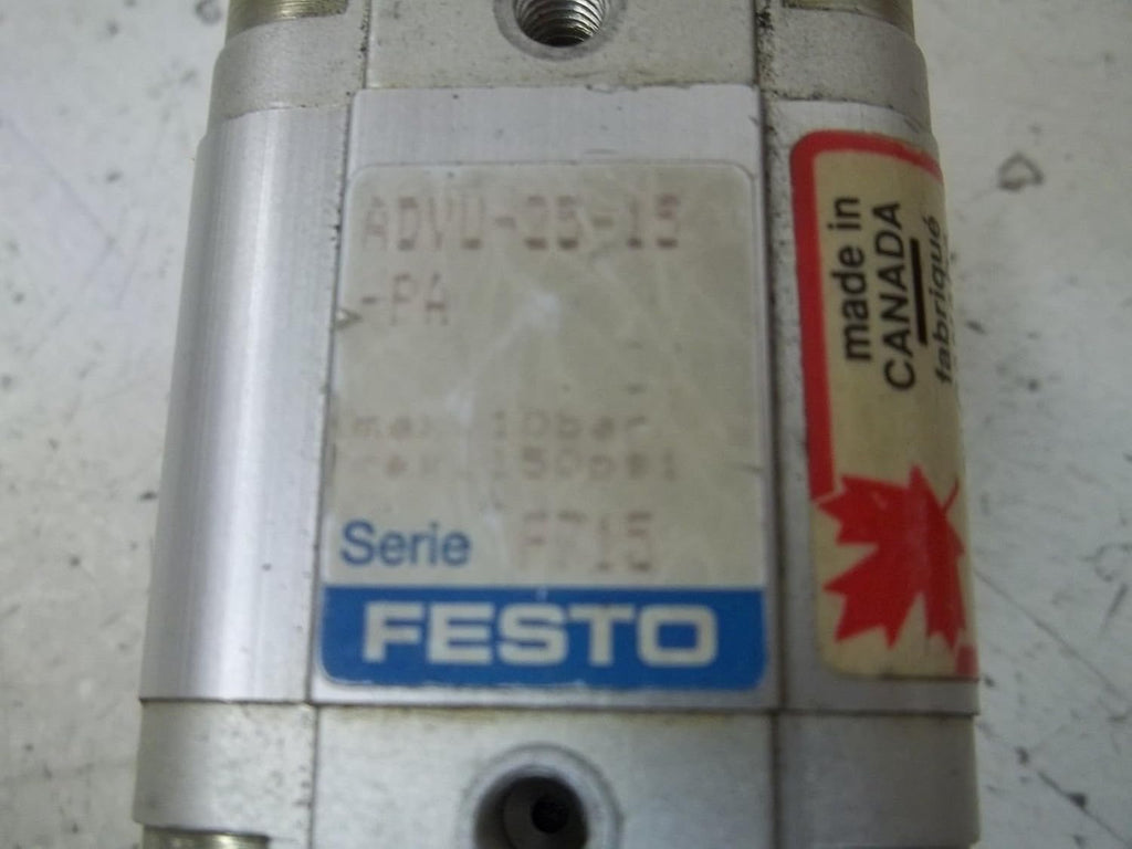 FESTO ADVU-25-15-P-A (156524), 1-10 BAR OPERATING PRESSURE, 15 MM STROKE, 25 MM BORE, COMPACT, DOUBLE-ACTING, ELASTIC CUSHIONING RINGS/PADS AT BOTH ENDS, M5 PNEUMATIC CONNECTION, PNEUMATIC CYLINDER, S