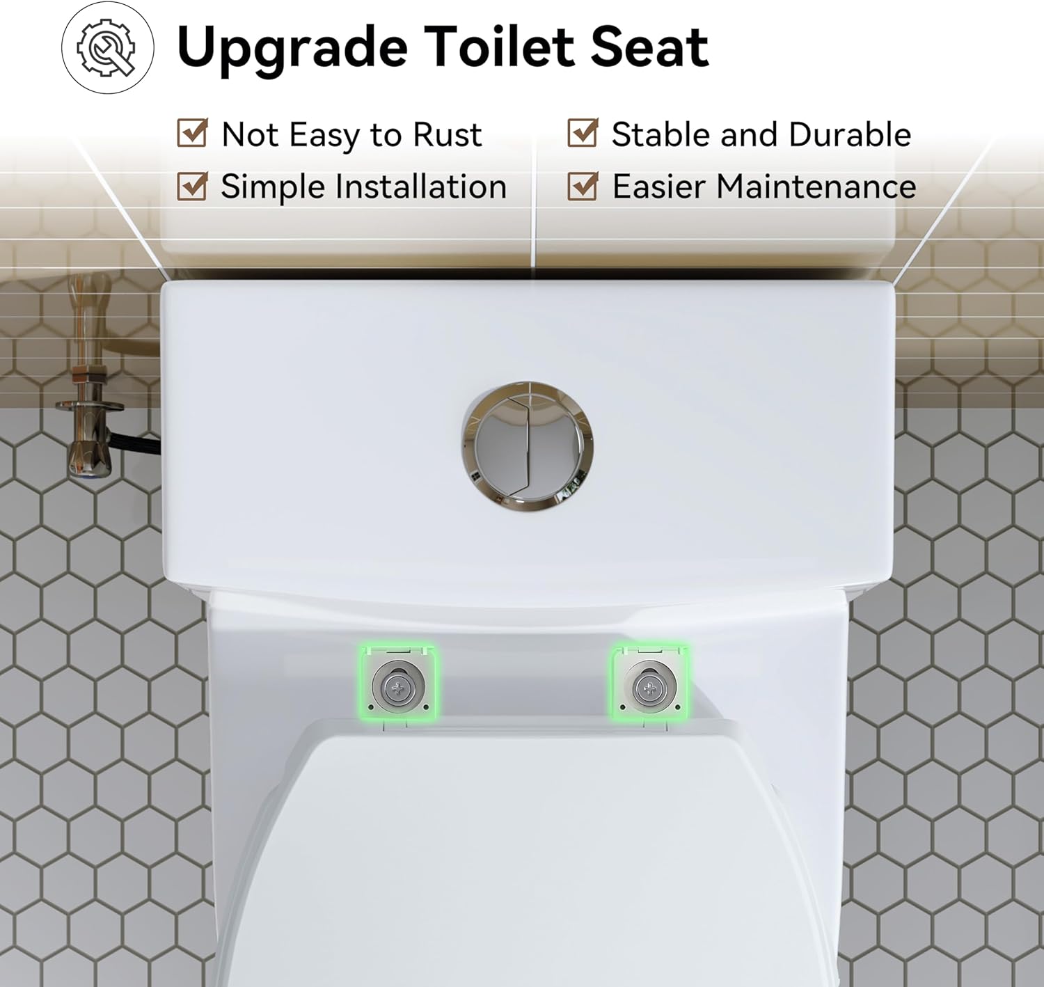 HOROW T0338W Compact One Piece Toilet, ADA Chair Height 17.3', Elongated Bowl, Dual Flush 1.1/1.6 GPF, White, 12 Inch Rough-In