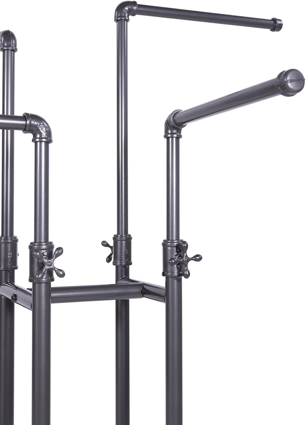 Clothing Rack Econoco - Heavy Duty Pipeline Adjustable, 4 Way Rack, Plumbing Pipe Clothes Rack, Anthracite Grey