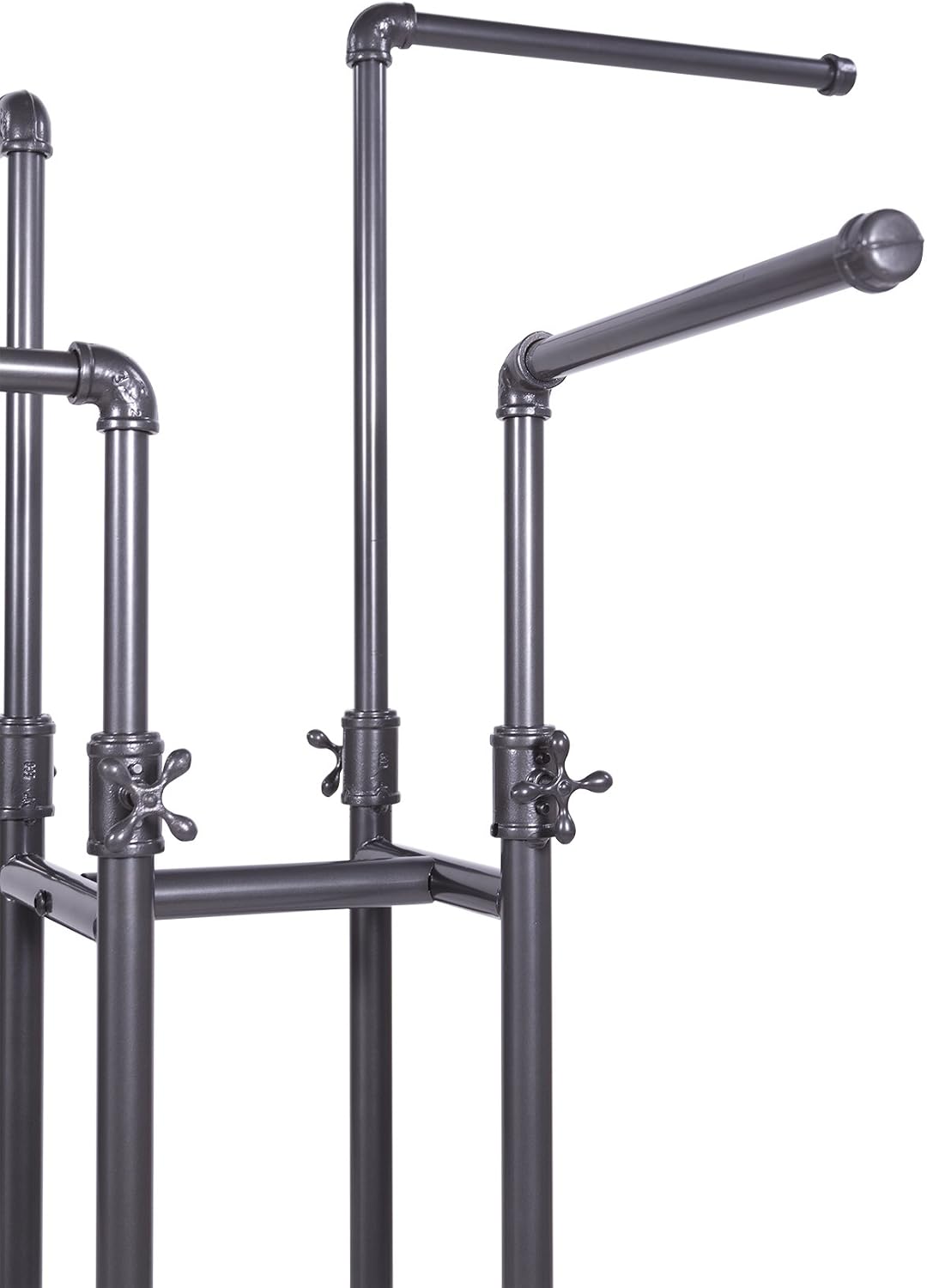 Clothing Rack Econoco - Heavy Duty Pipeline Adjustable, 4 Way Rack, Plumbing Pipe Clothes Rack, Anthracite Grey