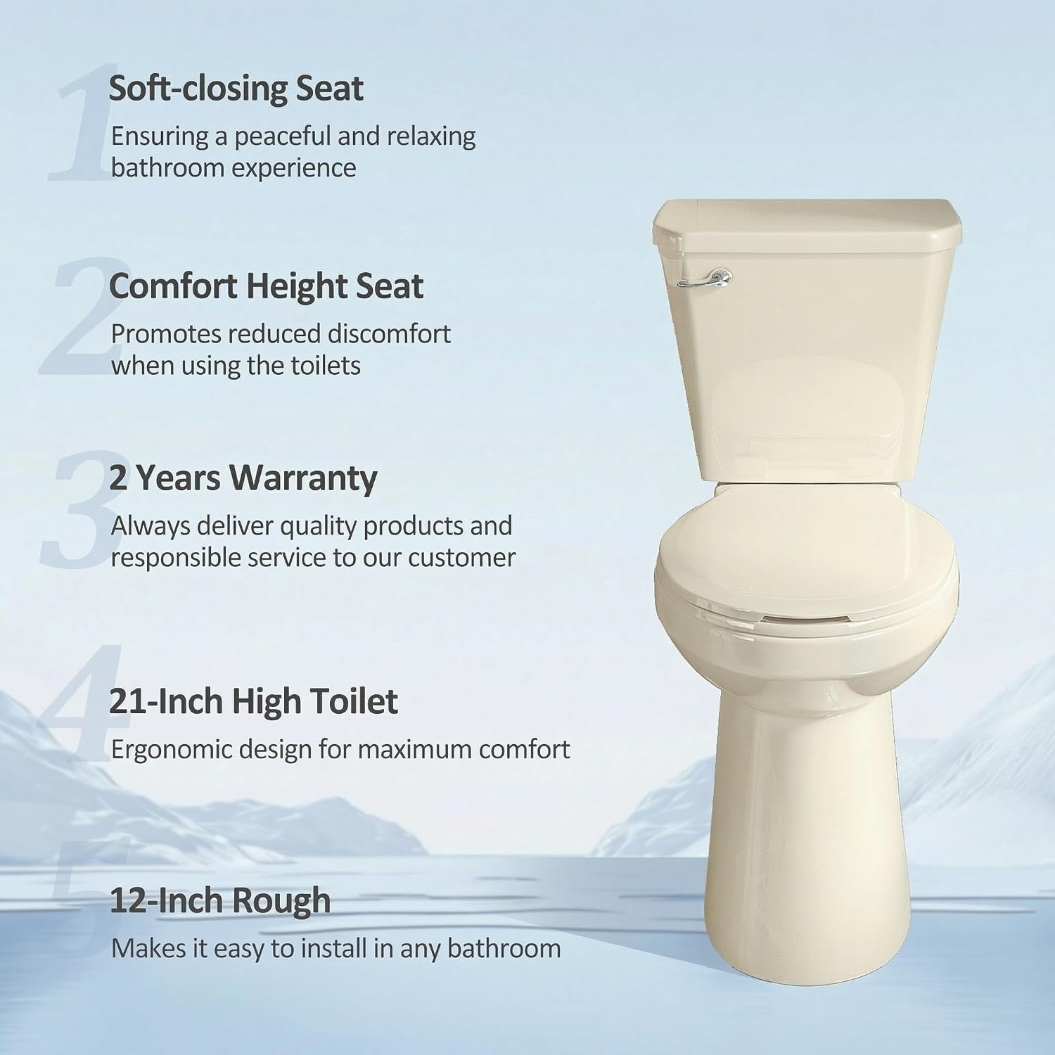 Simple Project 21 Inch High Toilet Elongated with Comfort Chair Seat, 1.28 GPF Powerful Single Flush Extra Tall Toilets, Toilet Bowl In Bathrooms ADA Comfort Height Toilet for Seniors & Tall Person