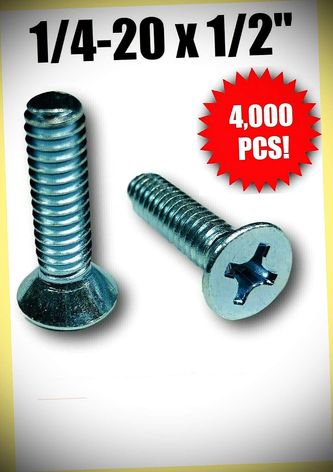Package of 4000 1/4-20 x 1/2' Phillips Flat Head Machine Screw Zinc Plated Countersunk Set #RD-4584FST Warranity by Pr-Mch