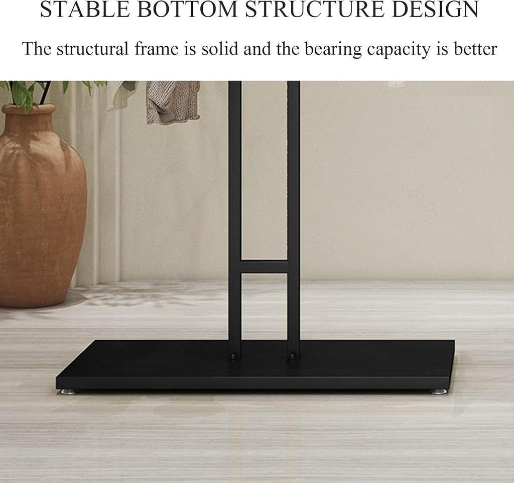 2 Way Modern Heavy Duty Clothes Rack, Chrome & Black, 80cm W x 260cm H, 2 Shelves, Free Standing, Ideal for Clothes & Coats