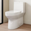 SOTOMO Compact ADA Toilet, 12' Rough-in Elongated One-Piece Toilet with Quick Release & Soft Close Toilet Seat, 1.1/1.6 GPF Dual Flush Water-Saving White, aMJ-T138