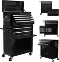 Campfun Rolling Tool Chest with Wheels, 8-Drawer Tool Box Organizer Tool Cabinet, Detachable Large Tool Cabinet with Lock, Mechanic Tool Cart High Capacity Tool Storage Cabinet, Black