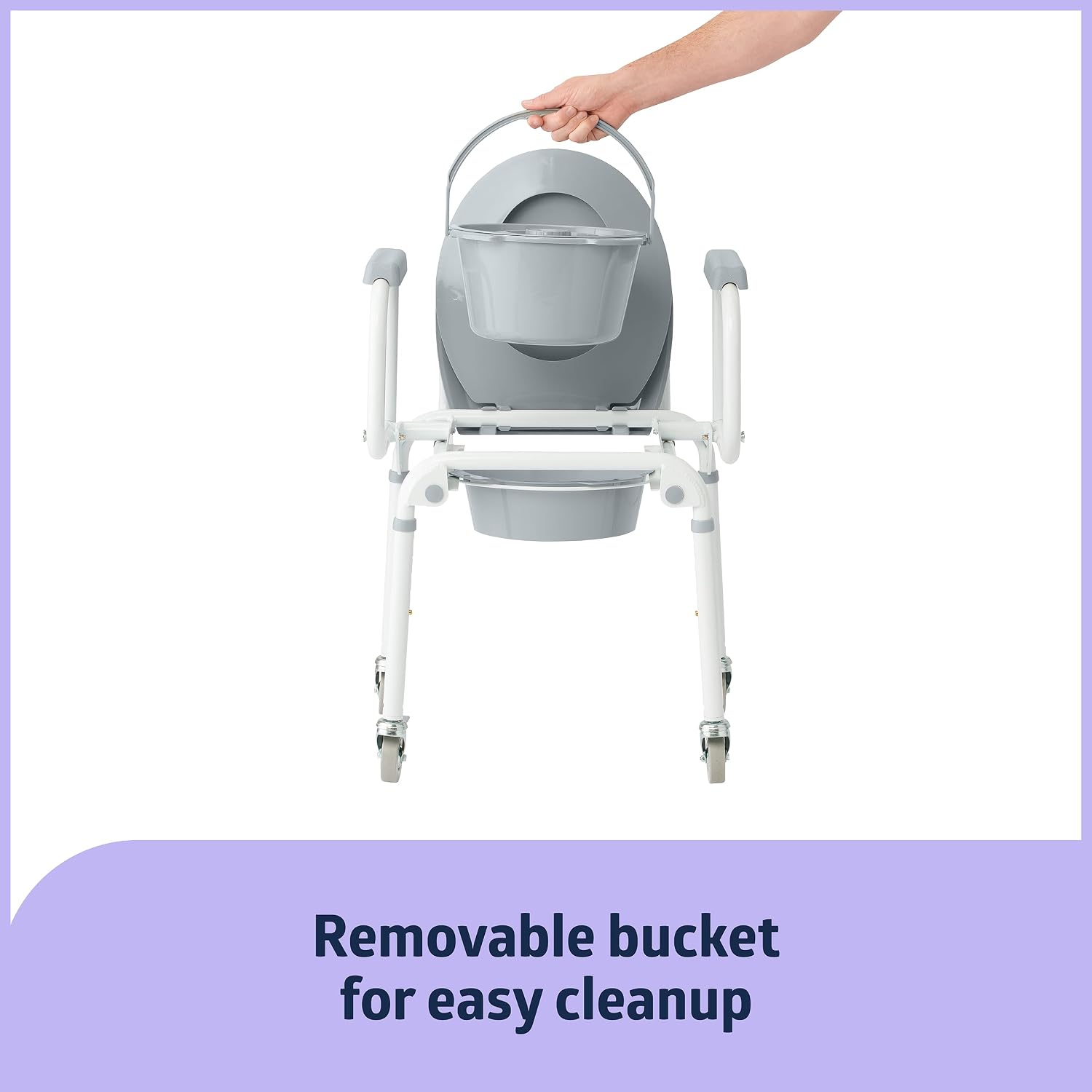 Medline Aluminum Drop-Arm Bathroom Chair Commode with 4 Locking Casters, 300 lbs. Capacity, for Restroom, Elderly, Adults, Bariatric & Wheelchair Transfer to Toilet