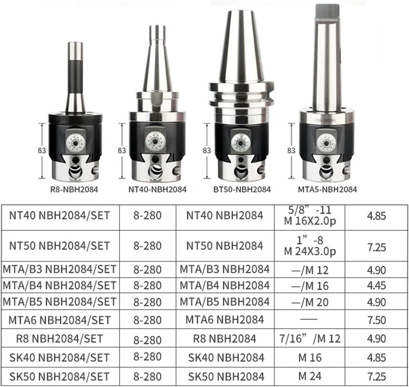 Boring Head Boring Tool Suit NBH2084 Set Boring Head NBH BT30 BT40 BT50 NT30 NT40 NT50 R8 Bar Boring Tool Set NBH2084(NT40 Tool Holder)