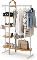 Umbra Bellwood Garment Rack Clothes Stand for Clothing, Coats, Dresses, with Shelf for Shoes and Accessories, White/Natural