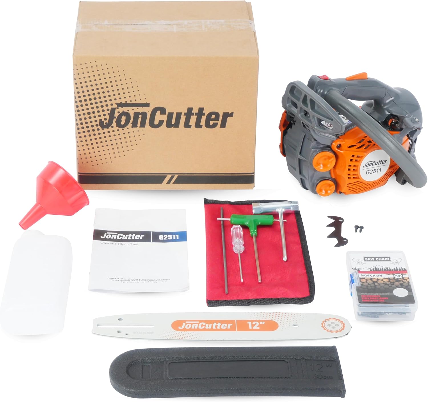 Holzfforma 25cc JonCutter G2511 Top Handle Arborist Gasoline Chainsaw Power Head With 12inch Saw Chain and Guide Bar Cover