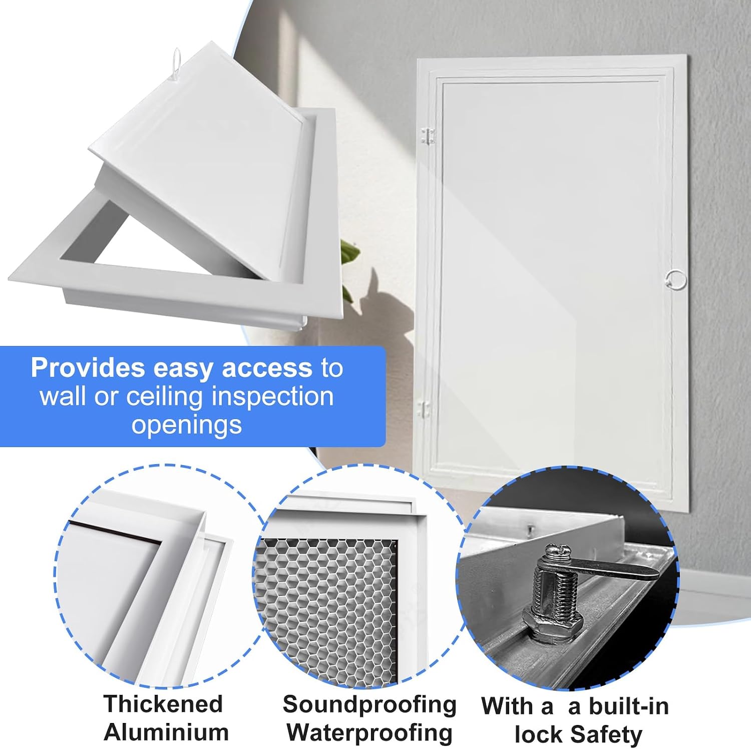 Large Size Access Doors - Aluminum Access Panel for Drywall Fuse Box Cover Cabinet - White - Bathroom Services Access Hole - Inspection Hatch(30x44in/76x112cm)