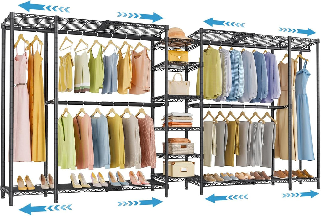 VIPEK X5 Extra Large Expandable Clothes Rack Adjustable from 7'8' to 10'5', Reach-in Closet Metal Clothing Racks Walk-in Freestanding Wardrobe Portable Closets, Black