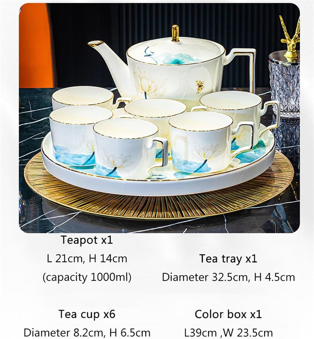 Beverage Serveware Modern teapot and teacup set coffee set combination Jingdezhen tea set with rotating tray Water Carafe