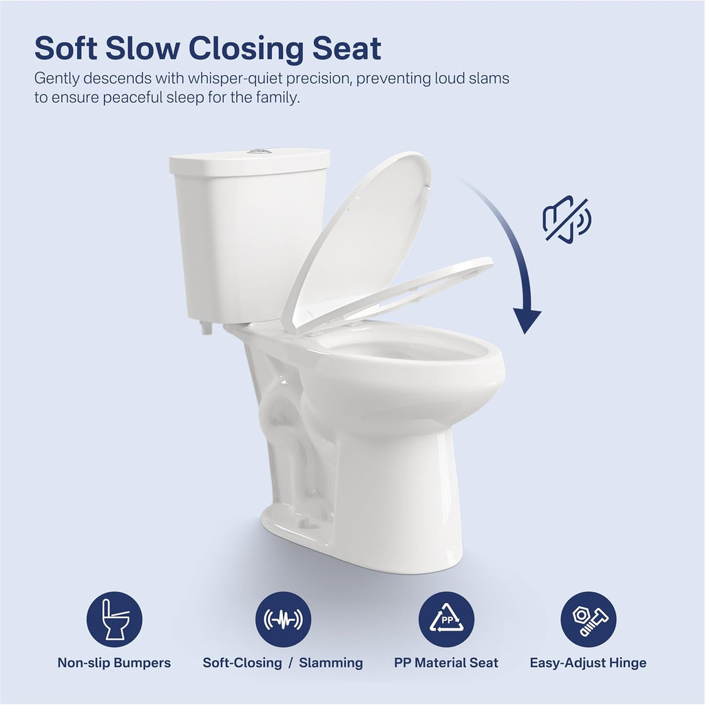 Eridanus Tall Two Piece Toilet, ADA Compliant Chair Height 19.7', Elongated Toilets Bowl 19' with Soft Close Seat, 1.1/1.6GPF Dual Flush, 12' Rough-In Floor Mounted, for Elderly, Pregnant, Disabled