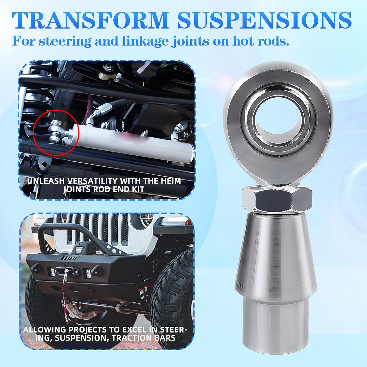 5/8-18 Heim Joints Rod End Kit, .065 Bungs with Jam Nuts | RH & LH Economy Panhard Bar, For Steering and Suspension, Traction Bars, Links Joints On Hot Rods, 4Set
