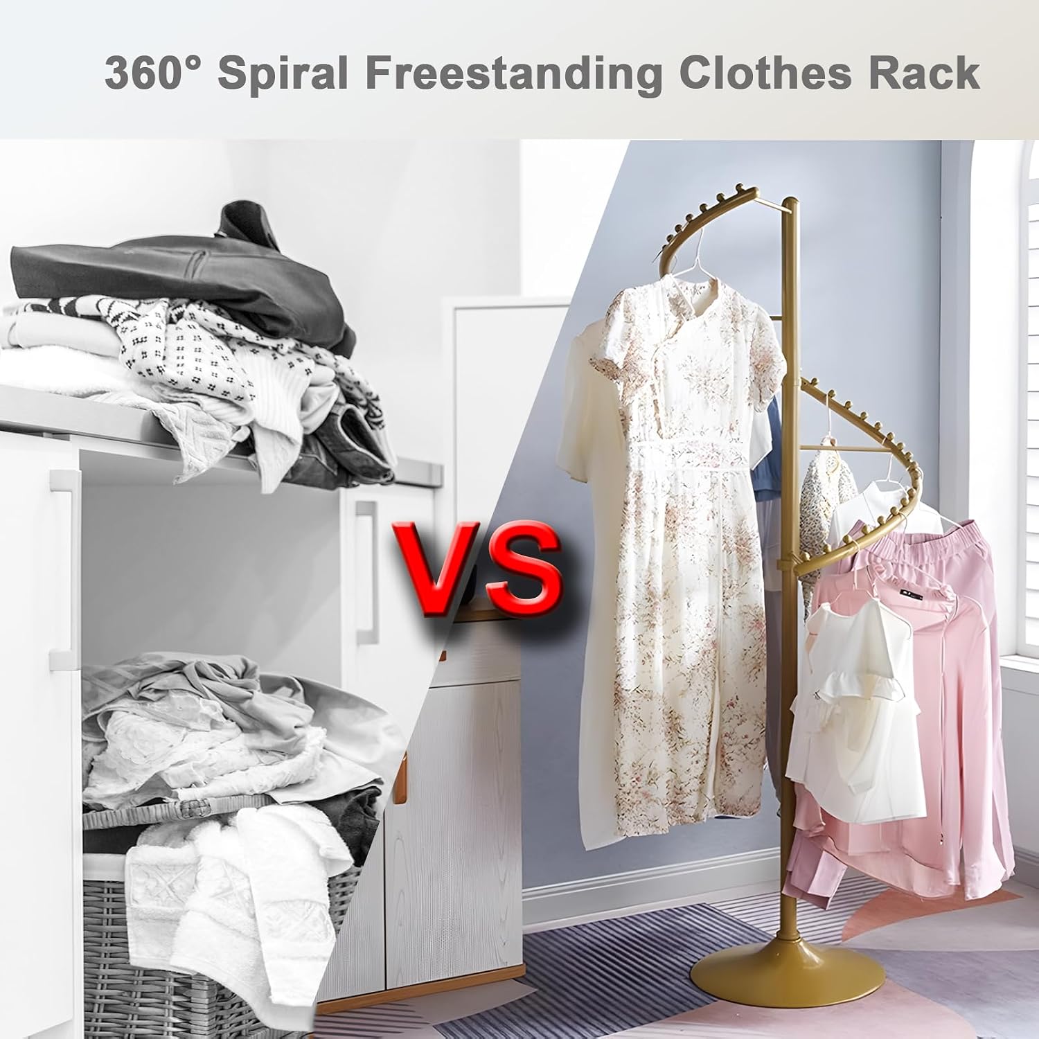 Spiral Clothing Rack, Freestanding Rotating Clothes Hanger,Modern Retail Clothes Display Racks for Storage, Boutique Clothe Rack for Bedroom Living Room and Store