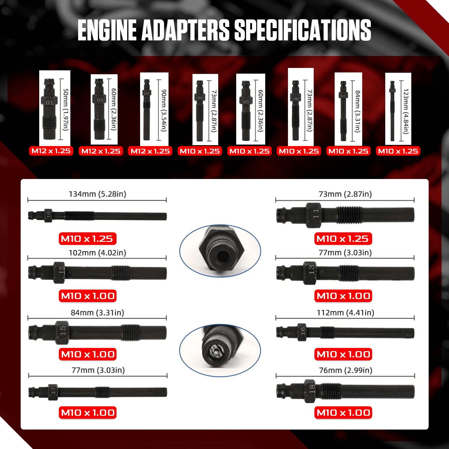 Petrol & Diesel Engine Compression and Leakage Test Kit – 47PCS Comprehensive Pressure Gauge Tool Set for Diagnosing Engine Issues Fits for Most Cars, Trucks and Motorcycles